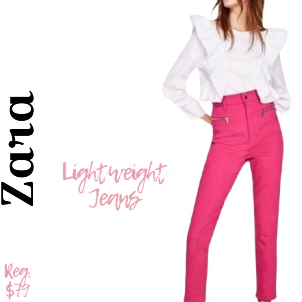 Like New ZARA ‘Barbiecore’ Pink Zipper Jeans 💕 80s/Rocker 👀